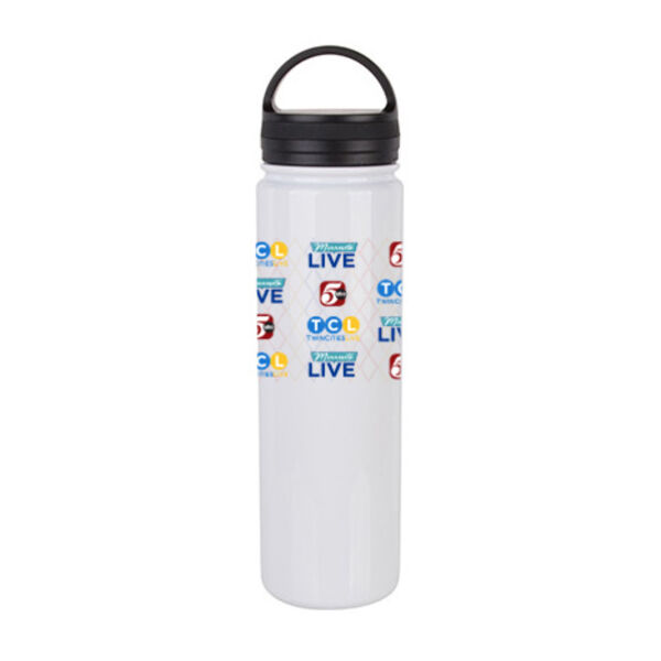 23oz Stainless Steel Flask Bottle w/Portable Lid - Sublimated Logo Thumbnail